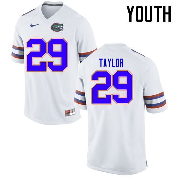 Youth NCAA Florida Gators Jeawon Taylor #29 Stitched Authentic Nike White College Football Jersey JCZ5065XF